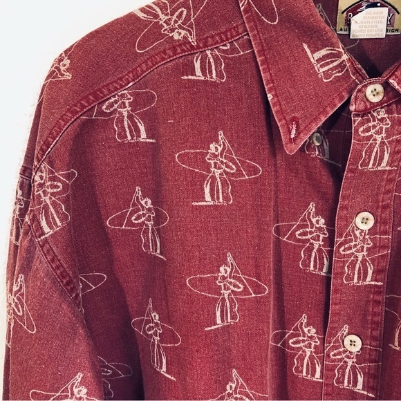 Vintage > Barn Fly Cowboy Lasso All Over Print Western Shirt > L - Picture 1 of 8